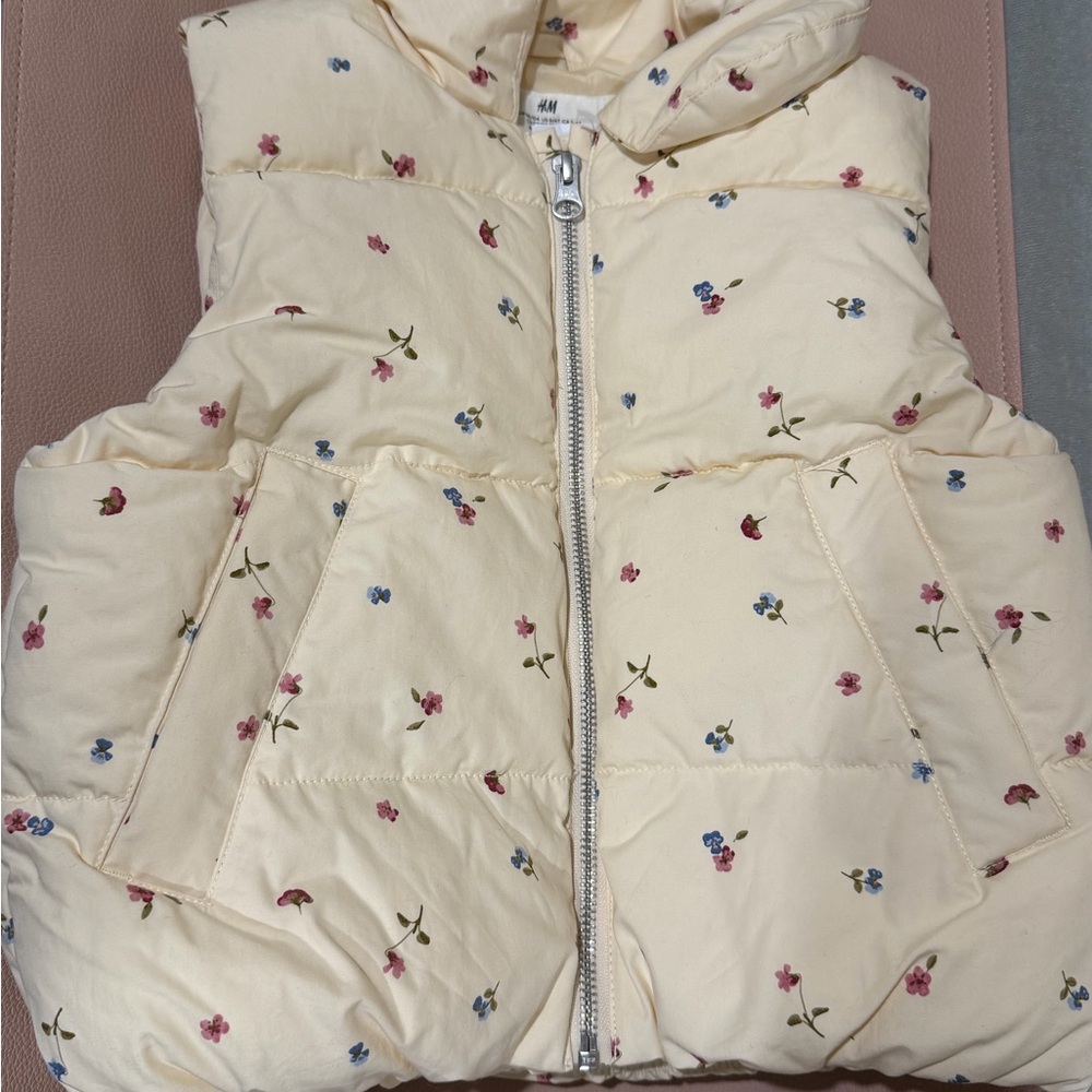 H&M Kids Floral Cream Puffer Vest